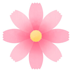ふんわりピンク色のコスモスの花のイラスト
