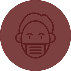 Man Wearing Mask Vector Line Maroon Circle Maroon