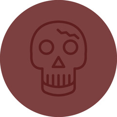 Skull Vector Line Maroon Circle Maroon