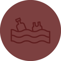 Water Pollution Vector Line Maroon Circle Maroon