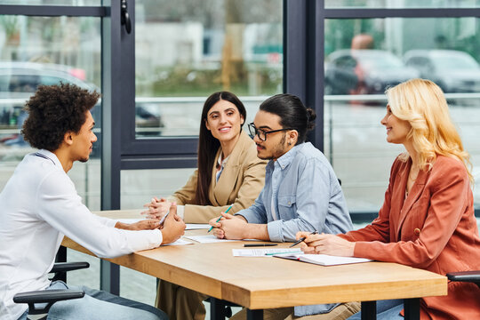 Group of hard-working job seekers in an office on a job interview.