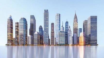 Skyscrapers isolated on white background. Banner