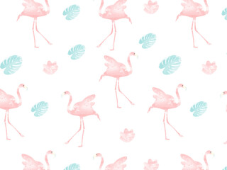 Watercolor flamingo pattern