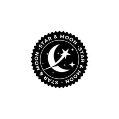 Vector logo a silhouette image of a crescent moon with stars.