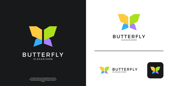 Colorful butterfly logo design inspiration.