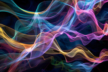 Obraz premium Abstract digital art piece with flowing, multicolored lines.