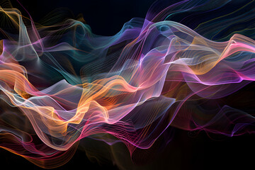 Fototapeta premium Abstract digital art piece with flowing, multicolored lines.