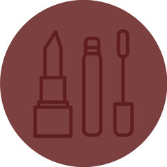 Lipstick and Lip Gloss Choices Vector Line Maroon Circle Maroon