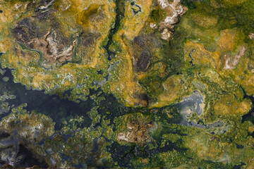 Abstract stains of mineral deposits from thermal springs