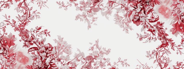 Autumn floral pattern white and light red.