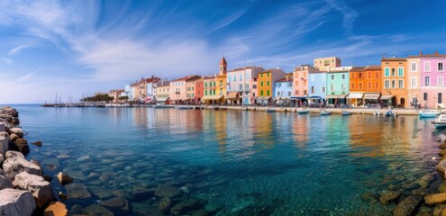 Obraz premium Colorful Buildings and Clear Water in Rovinj, Croatia