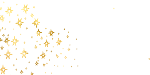 Golden stars foil glitter, Gold sparkle splatter border. Gold stars random luxury sparkling confetti.Gold Foil Frame Gold stroke on transparent background for wedding invitation.