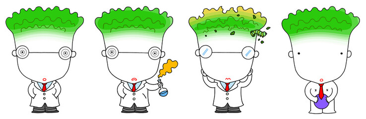 キャラクターイラスト - 白菜・野菜・サイエンティスト・博士・白衣