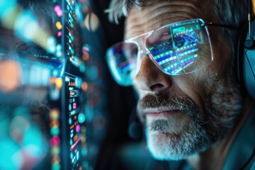 Air traffic controller monitoring flight data