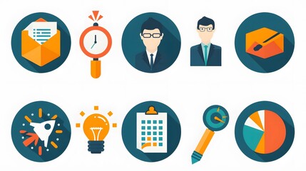 Fototapeta premium Business mentor helps to improve career and holding stairs steps vector illustration. Mentorship, upskills, climb help and self development strategy flat style design business concept. 