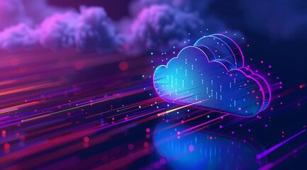 Digital illustration of cloud icon, storage and cyber security concept