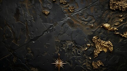 Abstract Black and Gold Background with Compass.