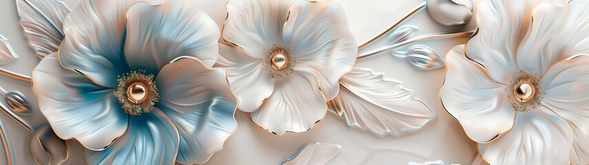 Obraz premium Background decoration poppy flowers, 3D illustration