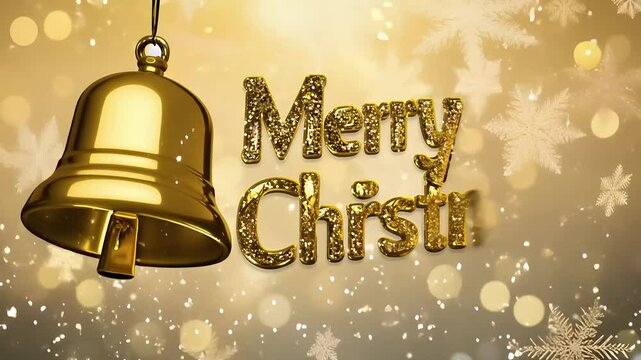 Merry Christmas with falling snowflakes