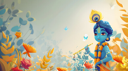 Krishna Janmashtami Festival, Little Krishna playing flute