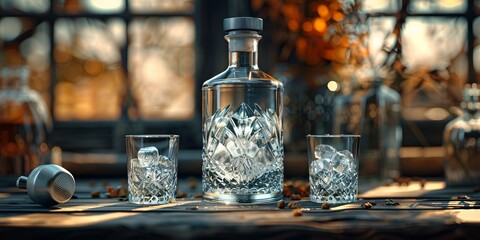 National Vodka Day vodka bottle and shot glasses, October 4th