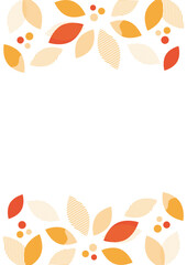 オレンジ色の葉と幾何学模様の背景フレーム