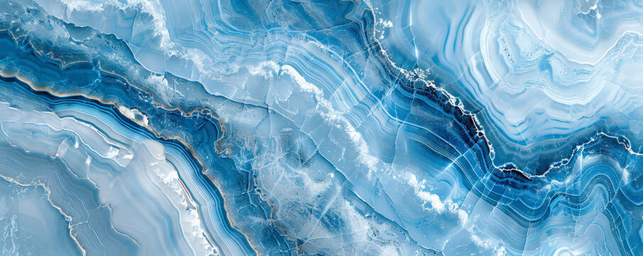 The background of a serene blue onyx marble texture, highlighted with white and silver veins. This calming texture can be used for tranquil spa designs, ocean-themed projects, or soothing digital