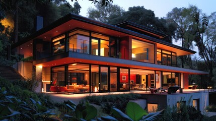 Fototapeta premium An innovative home automation system, featuring smart lighting, security, and climate control