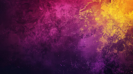 Wallpaper or web banner background, grunge gradient from yellow to violet, grainy texture effect. Generative AI