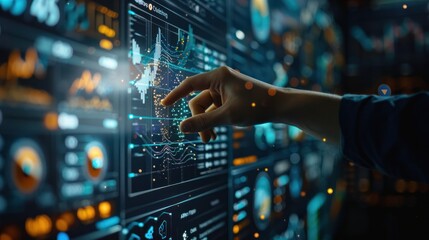 Obraz premium AI system analyzing big data for business insights