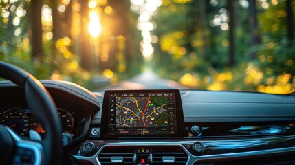 Advanced GPS navigation system in a modern vehicle, enhancing driving experience