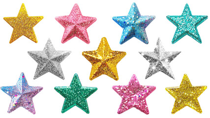 Obraz premium PNG sparkling star set, transparent background