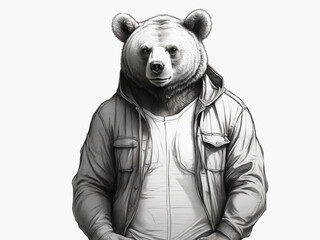 The brave bear is ready to work hard to carry out his work