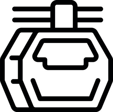 recommend clip art: Black and white icon of a funicular cabin moving on a cableway, transporting tourists to the top of a mountain