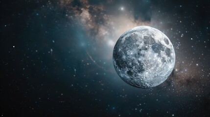 An awe-inspiring capture of the moon glowing brightly amongst countless stars within the vast galaxy, highlighting the mesmerizing and endless beauty of the universe beyond.
