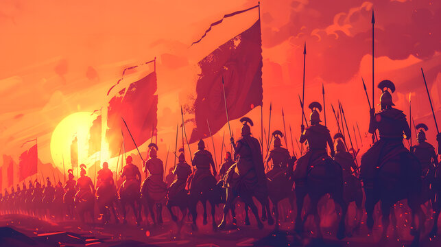 image depicting the war between the Pandavas and Kauravas, as mentioned in the Hindu epic Mahabharat. The war took place at Kurukshetra, India