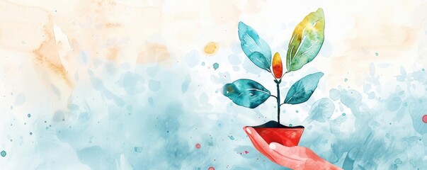 Ethical loans for community growth, sustainable finance, watercolor style