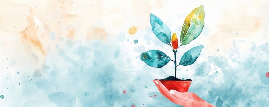 Ethical loans for community growth, sustainable finance, watercolor style