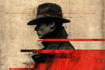 Generative AI technology cut-out graphical retro collage with vivid vintage elements paper art design