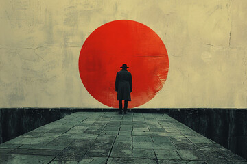 Generative AI technology cut-out graphical retro collage with vivid vintage elements paper art design