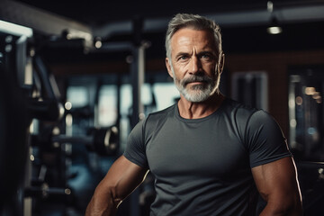 Beautiful elderly people attending gym having healthy lifestyle way of life, modern indoors sports space, Generative AI