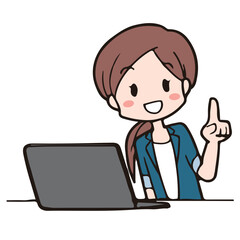 ビジネス_ノートパソコンで作業をする若い女性