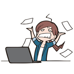 ビジネス_ノートパソコンで作業をする若い女性