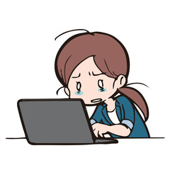 ビジネス_ノートパソコンで作業をする若い女性