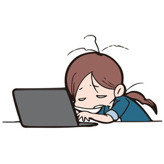 ビジネス_ノートパソコンで作業をする若い女性