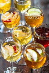Apple Cider Cocktail with Slices of Apple