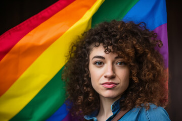 Nonformal stylish gay person on gay pride month holiday made by Generative AI technology