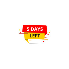 5 days left banner, speech bubble design vector illustration, abstract shapes