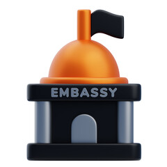 Embassy Office 3D Icon. Embassy Building 3D Icon