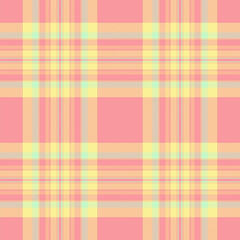 Give background textile check, strip plaid tartan texture. Tracery pattern fabric vector seamless in red and yellow colors.